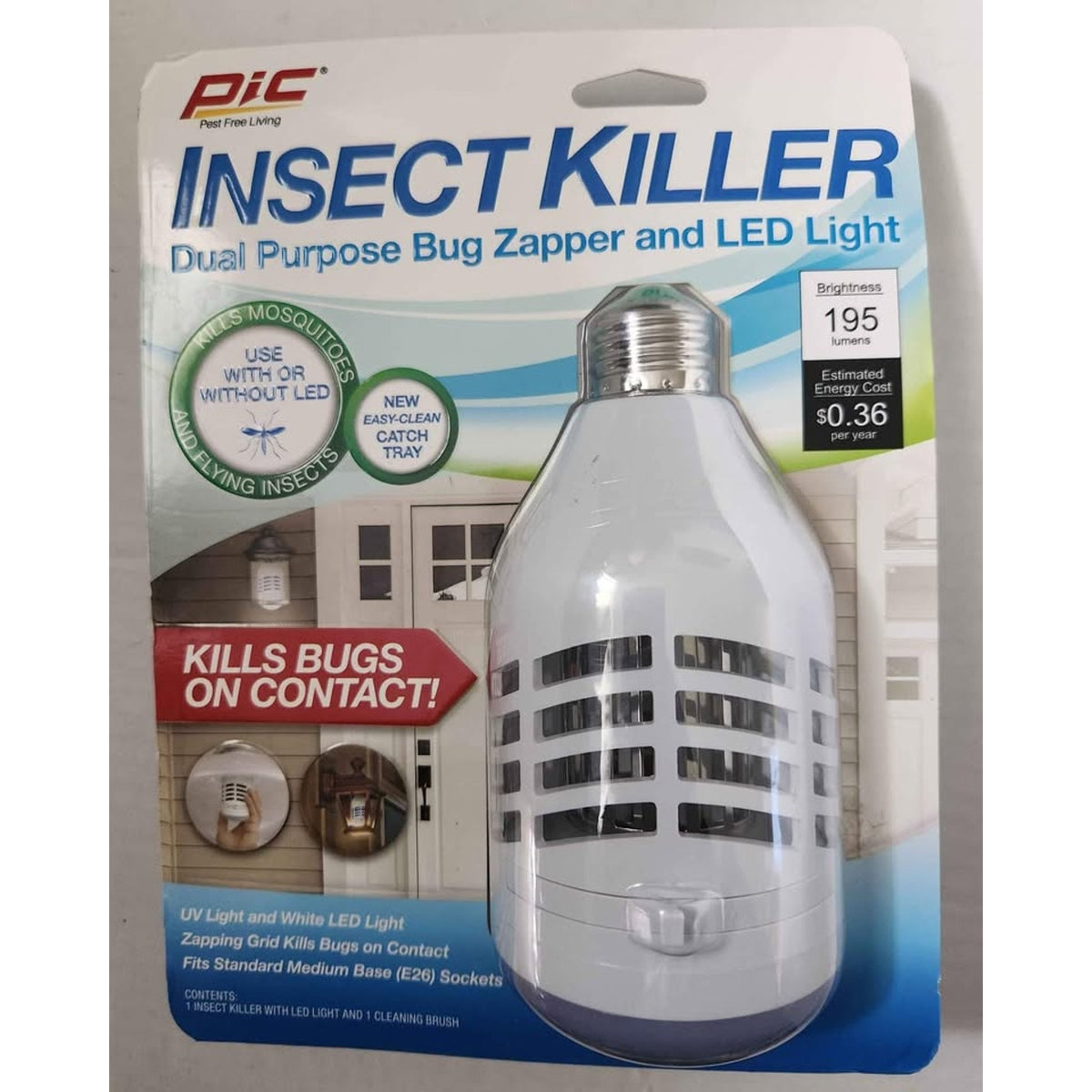 Buzz Kill Bug Zapper LED Bulb PIC Electric Insect Zapper 195 Lumens ez clean