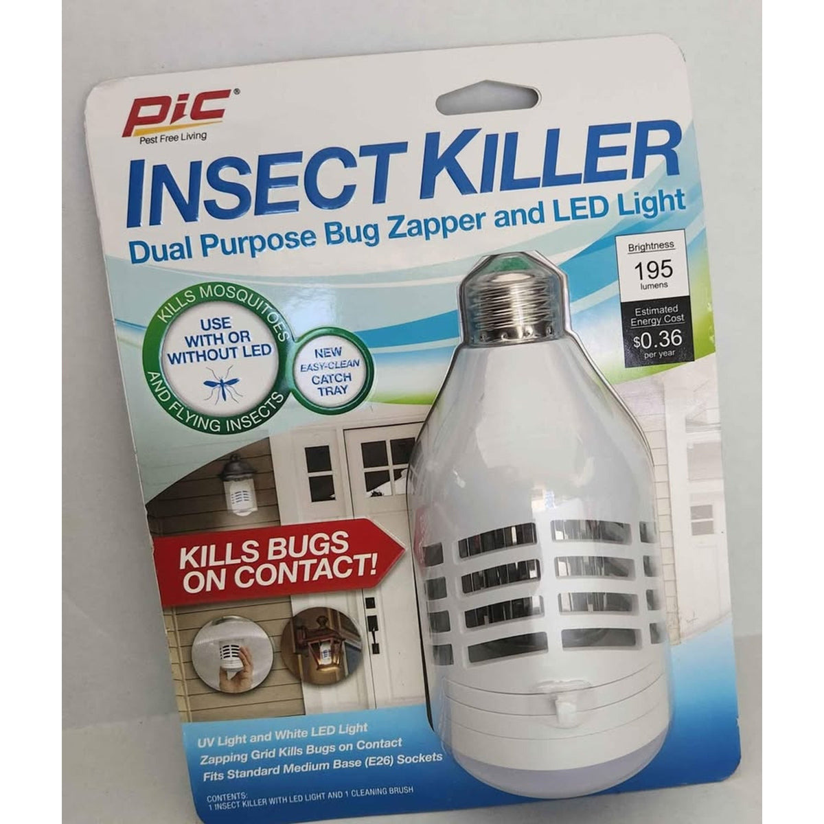 Buzz Kill Bug Zapper LED Bulb PIC Electric Insect Zapper 195 Lumens ez clean