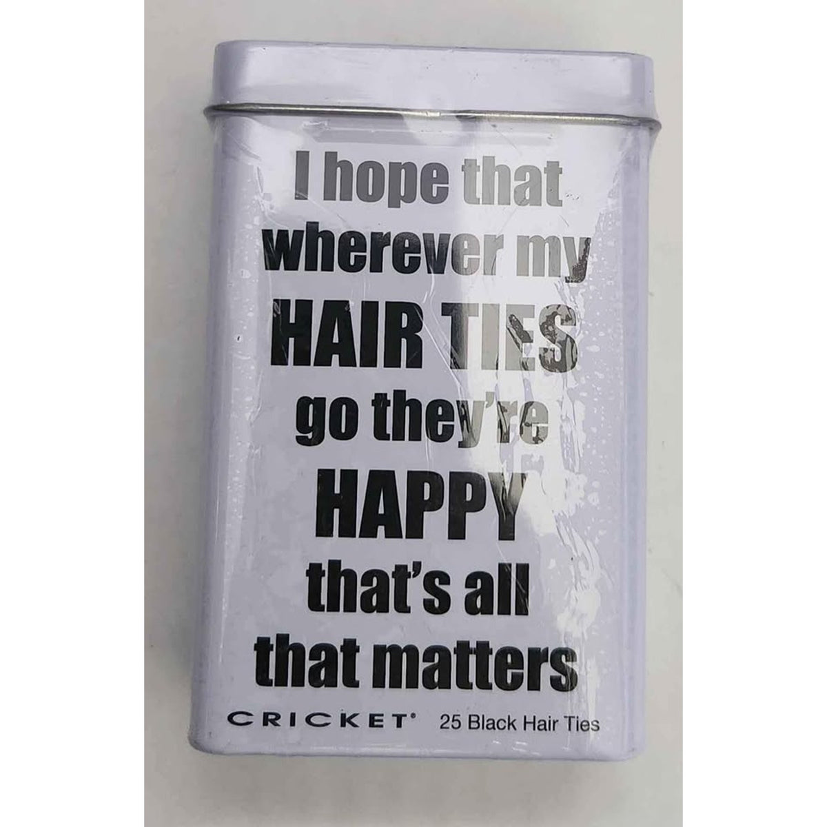 Cricket Happy Hair Ties Tin 25 ct Black hair ties Band Ponytail Holders
