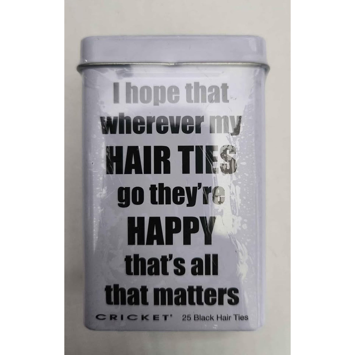 Cricket Happy Hair Ties Tin 25 ct Black hair ties Band Ponytail Holders