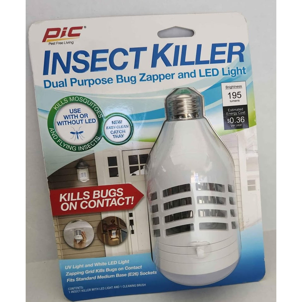 Buzz Kill Bug Zapper LED Bulb PIC Electric Insect Zapper 195 Lumens ez clean