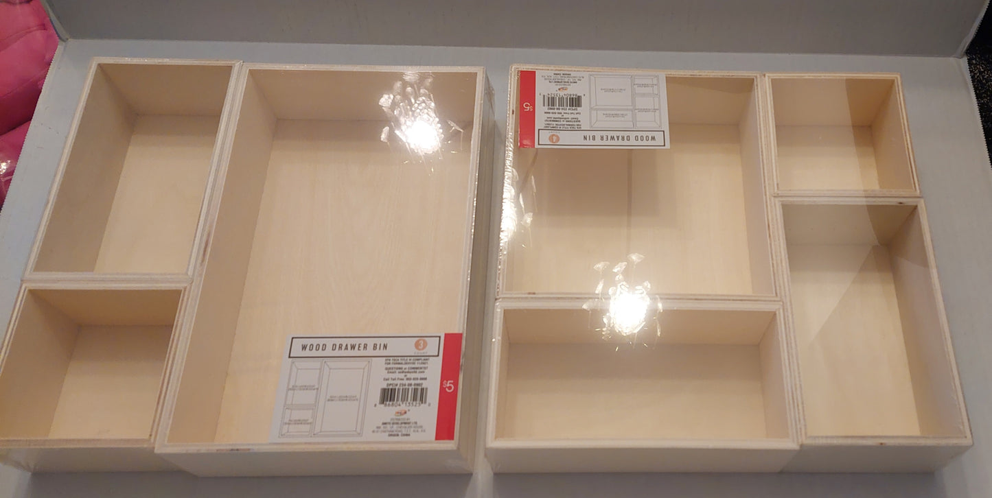 2 set of Wood drawer bin